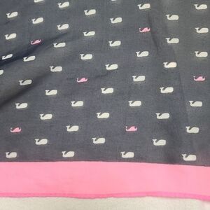 Vinyard Vines Blur and Pink Whale Print Square Scarf